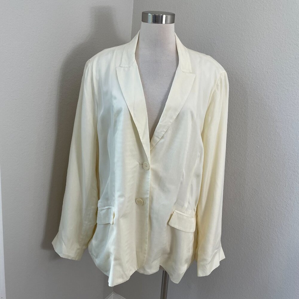 J Crew‎ Womens Plus 22 Light Yellow Blazer Cupro Viscose Lightweight Jacket